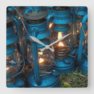 Kerosene Lamps   Ol Pejeta Bush Camp Square Wall Clock