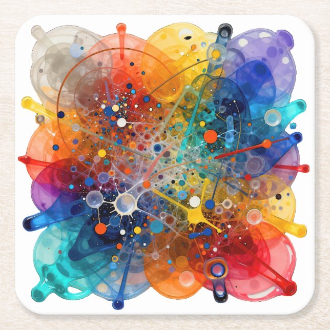 “Kerplopulous” – Abstract Psychedelic Square Paper Coaster (Front)
