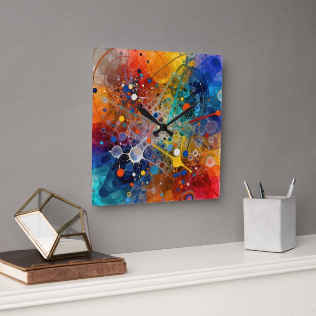 “Kerplopulous” – Abstract Psychedelic Square Wall Clock (Office)