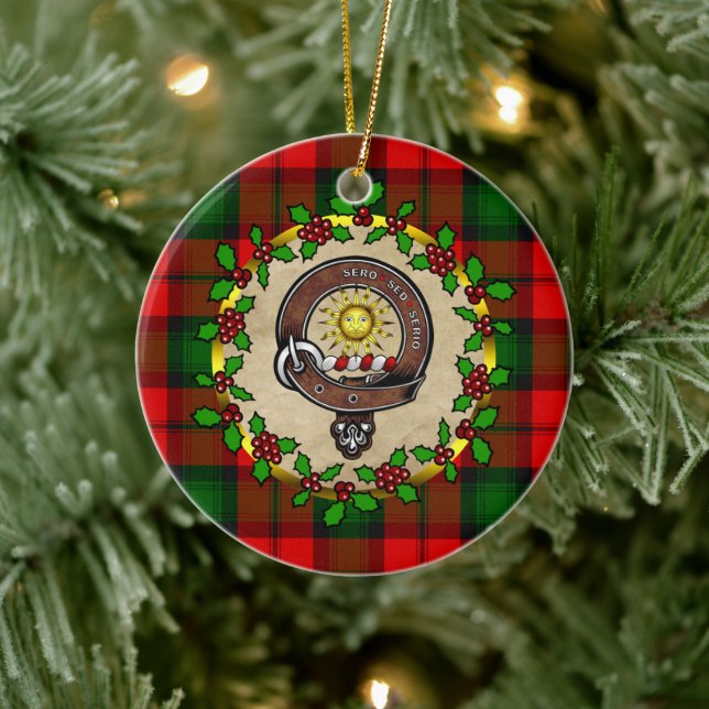 Kerr Clan Badge & Tartan Personalised Xmas  Ceramic Tree Decoration (Tree)