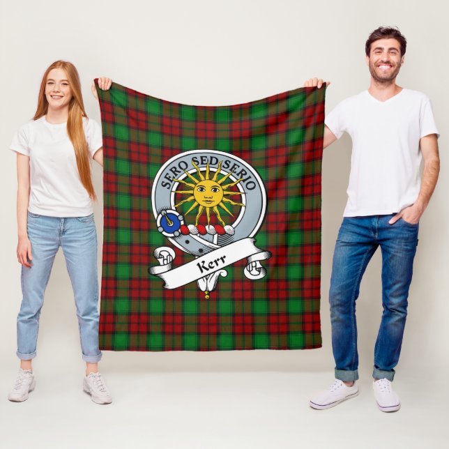 Kerr Clan Badge Tartan Plaid Fleece Blanket (In Situ)