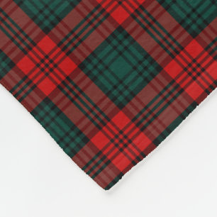 Kerr Clan Red and Forest Green Tartan Fleece Blanket