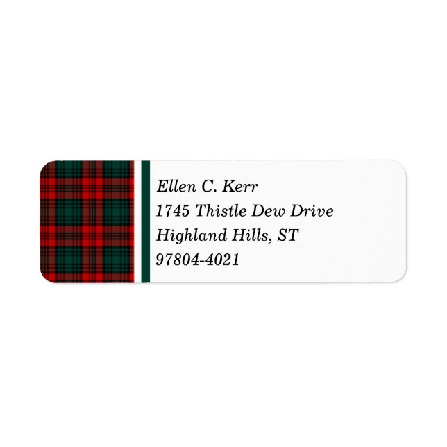 Kerr Clan Red, Green, and Black Scottish Tartan (Front)