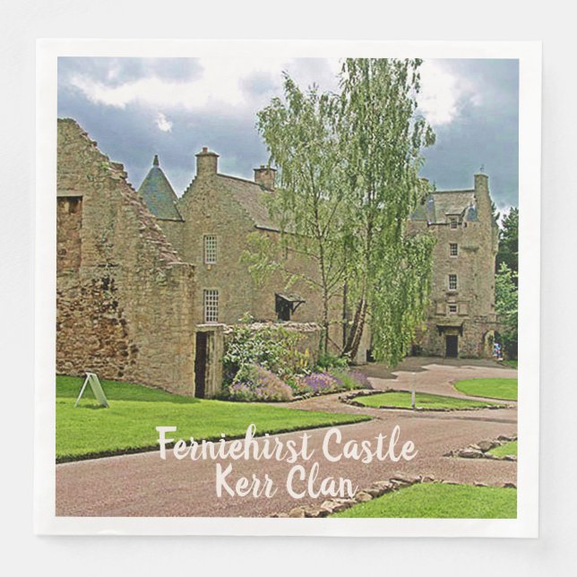 Kerr Clan's Scottish Ferniehirst Castle Photo Napkin (Front)