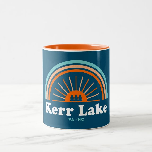 Kerr Lake Virginia North Carolina Rainbow Two-Tone Coffee Mug (Center)