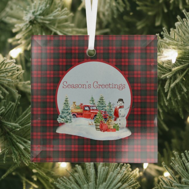Kerr Modern Original Scottish Tartan  Glass Tree Decoration (Insitu)