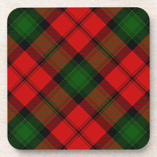 Kerr tartan red green plaid coaster