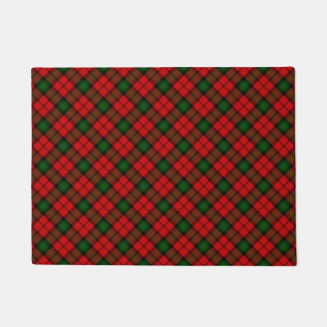 Kerr tartan red green plaid doormat (Front)
