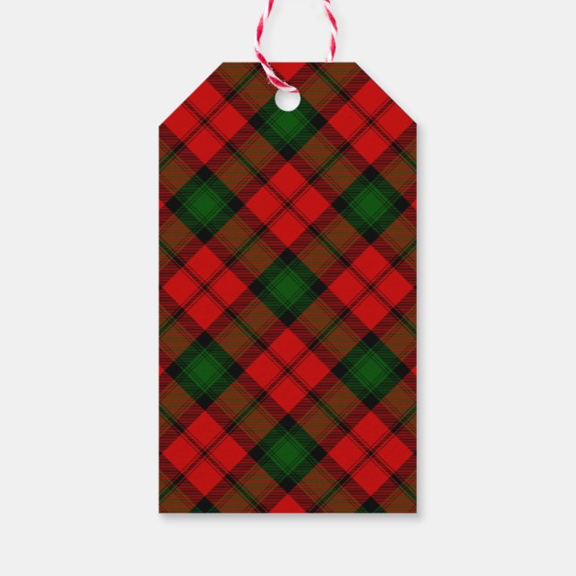 Kerr tartan red green plaid gift tags (Back)
