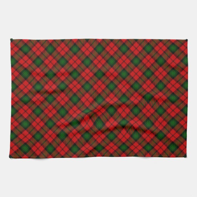 Kerr tartan red green plaid tea towel (Horizontal)