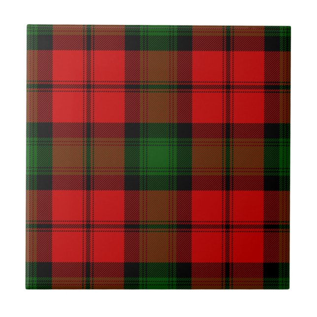Kerr tartan red green plaid tile (Front)