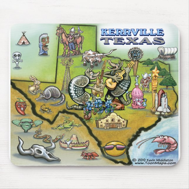 Kerrville TEXAS Map Tee Mouse Pad (Front)