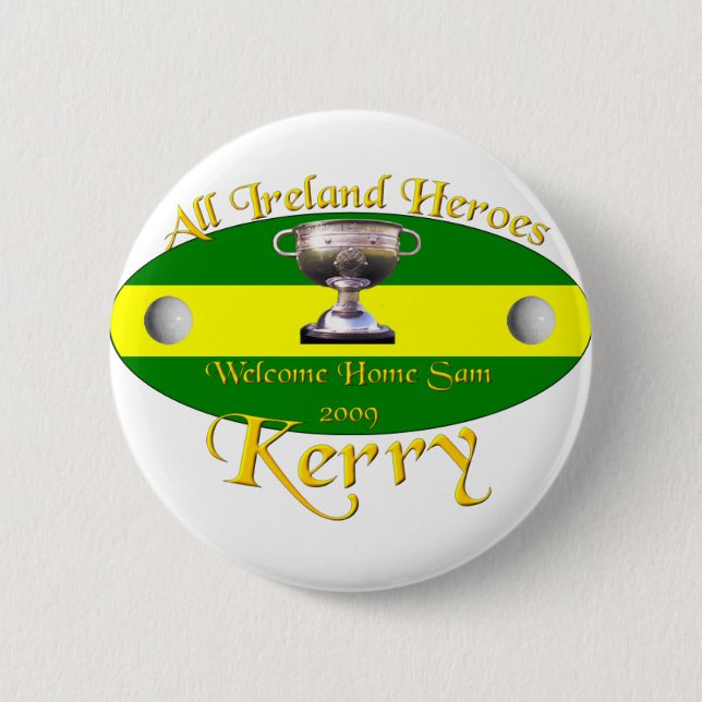 Kerry All Ireland Champions 6 Cm Round Badge (Front)