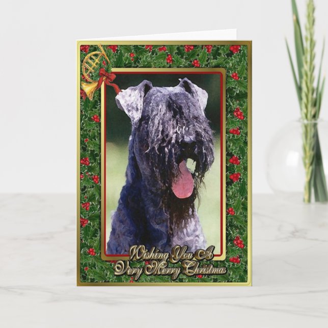 Kerry Blue Terrier Dog Blank Christmas Card (Front)
