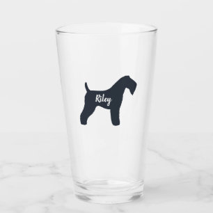 Kerry Blue Terrier Dog Silhouette Personalised Glass