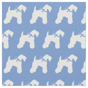 Kerry Blue Terrier Dog Silhouette Pet Light Blue Fabric