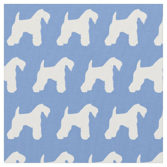 Kerry Blue Terrier Dog Silhouette Pet Light Blue Fabric (Close Up)