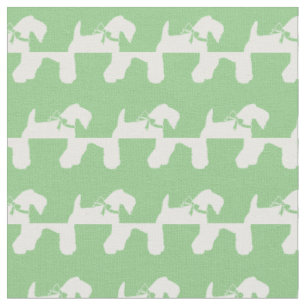 Kerry Blue Terrier Dog Silhouette Pet Sage Green Fabric