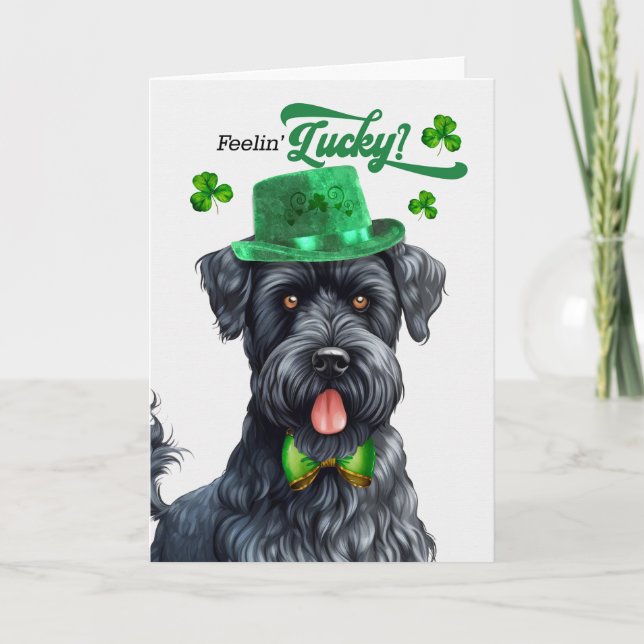 Kerry Blue Terrier Feelin' Lucky St Patrick's Day Holiday Card (Front)