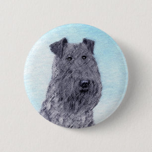 Kerry Blue Terrier Painting Cute Original Dog Art 6 Cm Round Badge