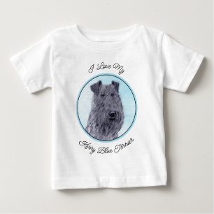 Kerry Blue Terrier Painting Cute Original Dog Art Baby T-Shirt