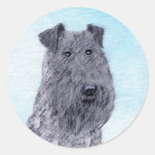Kerry Blue Terrier Painting Cute Original Dog Art Classic Round Sticker