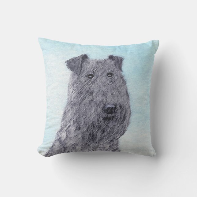 Kerry Blue Terrier Painting Cute Original Dog Art Cushion (Front)