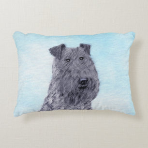 Kerry Blue Terrier Painting Cute Original Dog Art Decorative Cushion