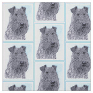 Kerry Blue Terrier Painting Cute Original Dog Art Fabric