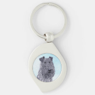 Kerry Blue Terrier Painting Cute Original Dog Art Key Ring