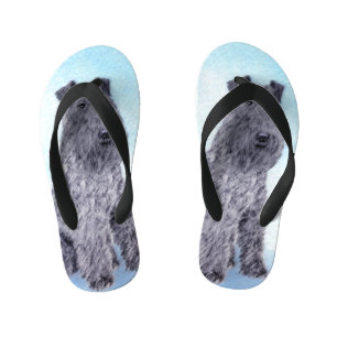 Kerry Blue Terrier Painting Cute Original Dog Art Kid's Jandals
