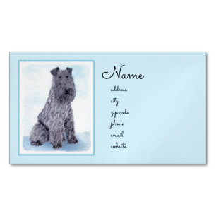 Kerry Blue Terrier Painting Cute Original Dog Art Magnetic Business Card