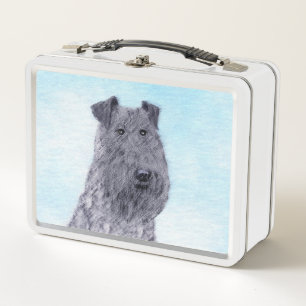 Kerry Blue Terrier Painting Cute Original Dog Art Metal Lunch Box