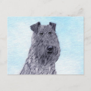 Kerry Blue Terrier Painting Cute Original Dog Art Postcard