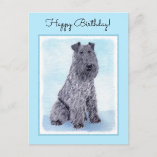 Kerry Blue Terrier Painting Cute Original Dog Art Postcard