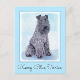 Kerry Blue Terrier Painting Cute Original Dog Art Postcard