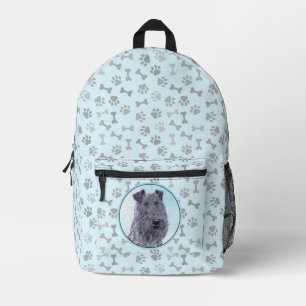 Kerry Blue Terrier Painting Cute Original Dog Art Printed Backpack