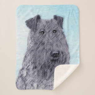 Kerry Blue Terrier Painting Cute Original Dog Art Sherpa Blanket