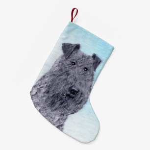 Kerry Blue Terrier Painting Cute Original Dog Art Small Christmas Stocking