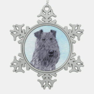 Kerry Blue Terrier Painting Cute Original Dog Art Snowflake Pewter Christmas Ornament