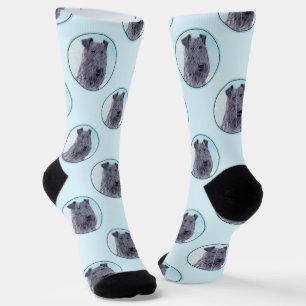 Kerry Blue Terrier Painting Cute Original Dog Art Socks