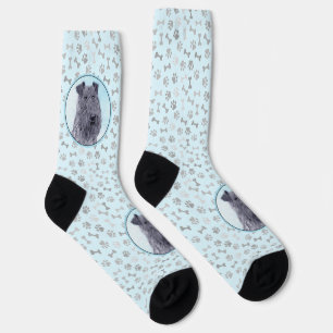 Kerry Blue Terrier Painting Cute Original Dog Art Socks