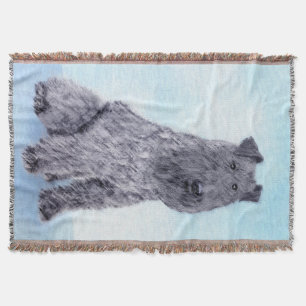 Kerry Blue Terrier Painting Cute Original Dog Art Throw Blanket
