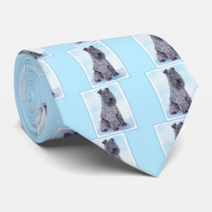 Kerry Blue Terrier Painting Cute Original Dog Art Tie