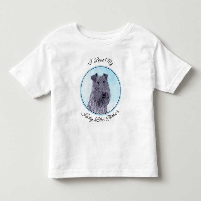 Kerry Blue Terrier Painting Cute Original Dog Art Toddler T-Shirt (Front)