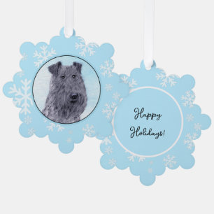 Kerry Blue Terrier Painting Cute Original Dog Art Tree Decoration Card