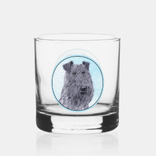 Kerry Blue Terrier Painting Cute Original Dog Art Whiskey Glass