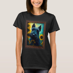 Kerry Blue Terrier Painting Sunflower Flower Mum W T-Shirt
