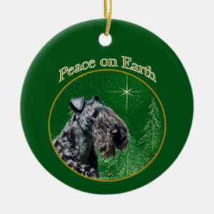Kerry Blue Terrier Peace Ceramic Tree Decoration