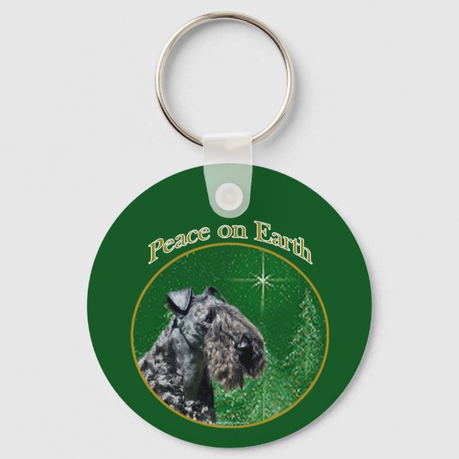 Kerry Blue Terrier Peace Key Ring (Front)